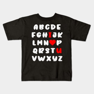 Alphabet ABC I Love U Valentines Day English Teachers Heart Kids T-Shirt